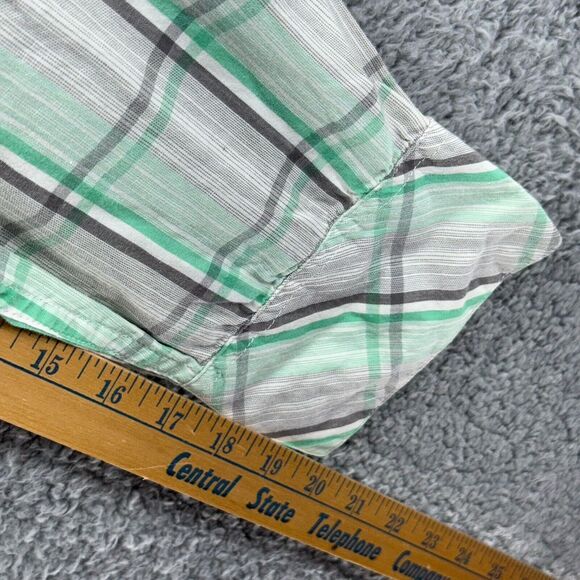 Quicksilver Mens XL Green Plaid Pearl Snap Button Up Shirt Regular Fit Cotton - Picture 5 of 9